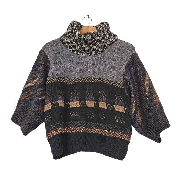 Urban Renewal Geometric Grandpa Sweater Womens S Vtg Reworked Patchwork Knit - Picture 1 of 9